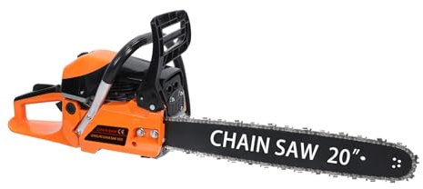 Petrol Chainsaw, 58CC 2-Stroke 20 Inch Top Handle Cordless Logging Saw, High Power Gas Powered Chainsaw with Alloy Guide Bar, Ideal for Wood Cutting & Tree Trimming Red