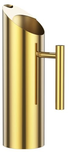 MENIBBLER Stainless Steel Water Pitcher, Rustproof Metal Pitcher with Ice Guard, Polished Water Pitcher Jug, Multifunctional Drinking Pitcher for Tea Juice Coffee Wine(1L,1.5L,2L)(Golden,1.5L)