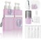 YOTIME 4in1 Travel Bottles for Toiletries, TSA Approved Leak Proof Travel Size Containers for Toiletries, Adsorbable Travel Kit Suitable for Shampoo, Body Wash and Conditioner, Pink