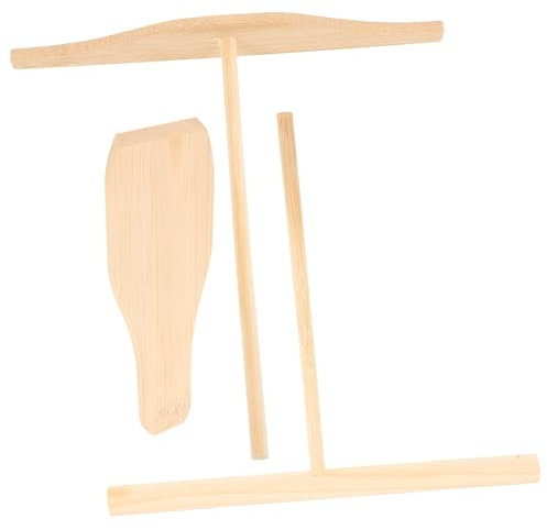 COLLBATH Wooden Pancake Crepe Spreader and Spatula for Kitchen Accessory Pancake Making Tools Round Head for Household Cooking