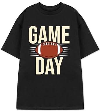 Show Me The Merch Football Theme Black Graphic Tee | Classic Sports Top for Unisex Adults | Game Day Crew Neck Short Sleeve Pull-On Shirt | American Football Casual Wear Support