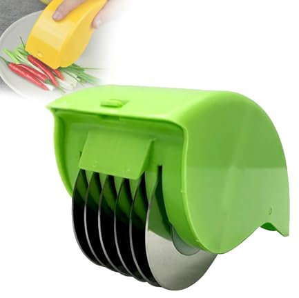 Cikiki Petersilienzerkleinerer, Manueller Kräuterzerkleinerer Roller mit 6 Klingen, Edelstahl PP Korianderzerkleinerer Korianderschneider für Koriander, Scallion Petersilie