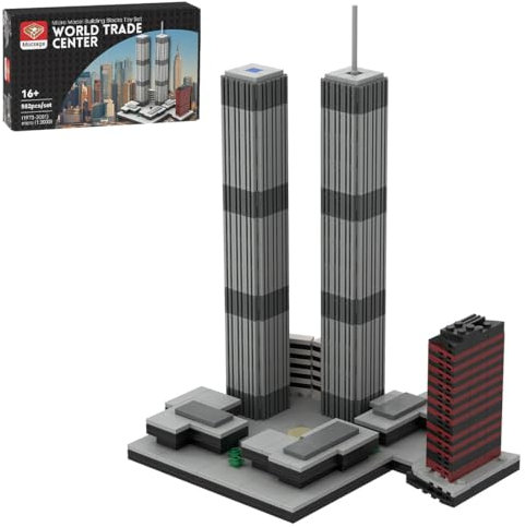 Architecture New York City Set, Skyline-Modellbausatz World Trade Center, 1/2000 Scale,Home und Büro-Deko, Geschenke für Frauen und Männer, 982 Clamping Blocks