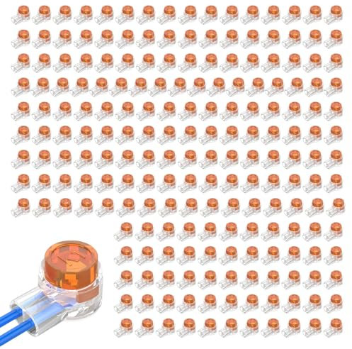 200 PCS K1 Gel Crimps,Waterproof 2 Way Jelly Crimps,Orange Clear Telephone Crimp Connectors,Antioxidant Telephone Cable Connectors for Network Cable Data Wire Joints