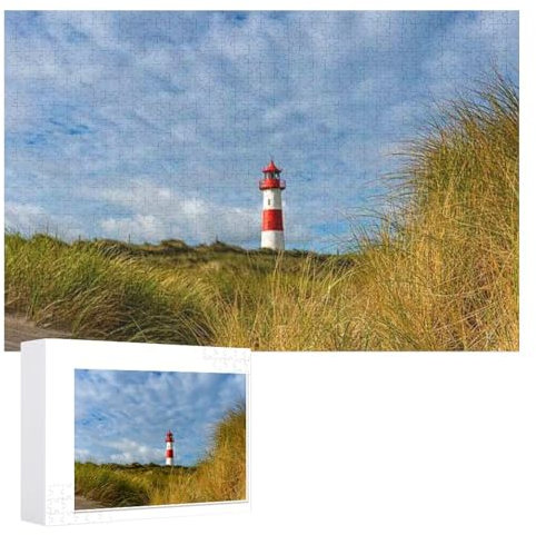 Puzzle für Erwachsene und Kinder ab 14 Jahren, 1000 StüCk，„Leuchtturm auf der Insel Sylt“，Lernspielzeug FüR Kinder 70x50，Papier Puzzle