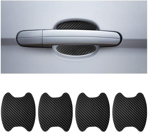 4pcs Universal Fit Car Door Handle Scratch Protector, Carbon Fiber, Black