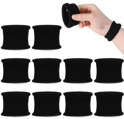 10 Stücke Groß Haargummis Haarbänder Elastische Haargummis Schwarz Nahtlos Pferdeschwanz Band Seil Baumwolle Haargummi für Dicke Schwere Lockiges Haar oder Haar