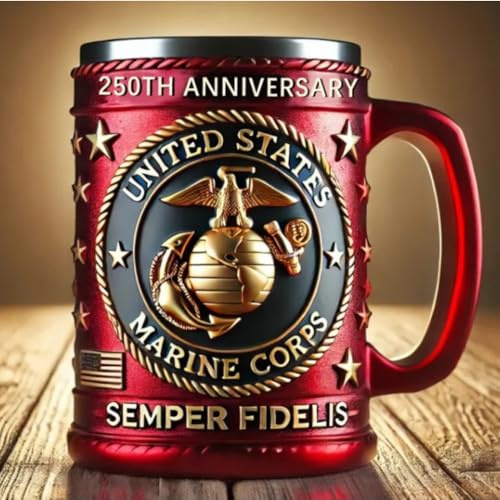 3D-Kaffeetassen-Kollektion zum 250. Jahrestag des US-Militärs, Marine-Corps, Armee, marineblaue Designs (Marine Corps)