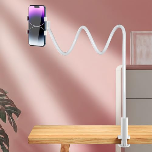 LYPPUL Handy Halter für Bett, Schwanenhals Handyhalterung Bett 360 Grad Drehung, 138cm Schwanenhals Handy Halterung, Flexible Lang Arm Einstellbar, Lazy Handy Halter Ständer für Betts, Schreibtischz