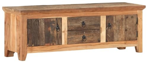 Ziaphsol TV-Schrank 120x30x40 cm, Akazie & Recyceltes Massivholz, Medienkonsole für Wohnzimmer, rustikales Design, Entertainment Center, TV-Tisch