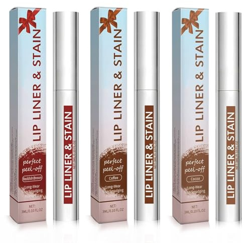3 Pcs Lip Stain Peel Off,3 Colors Lip Stains Long Lasting Highly Pigmented Smudge-Proof Transfer-Proof for Bold Smudge-Free Look