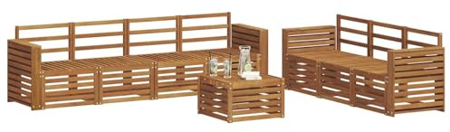 vidaXL Sofagarnituren 8 pcs Natur Massivholz Akazie, Moderne Garten-Sofa-Ecke, Bequeme Sitzgruppe für Terrasse, langlebig und stylisch