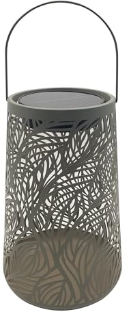 Dehner Solar-Laterne Olea Ø20 x H32 cm – LED Gartenleuchte, warmweiß, Solarbetrieb, Dämmerungssensor, Metall & Kunststoff, grün