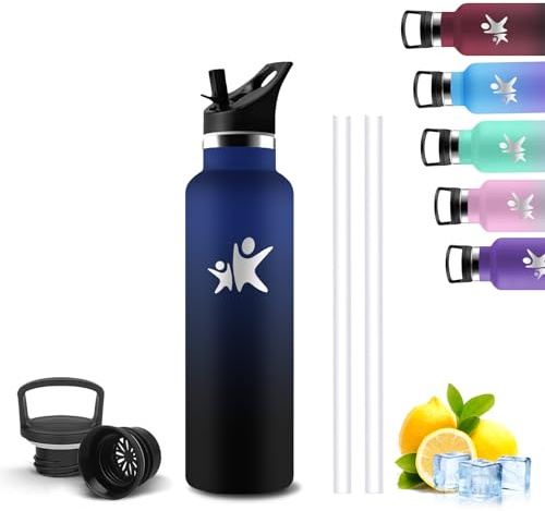 Botella Agua Acero Inoxidable, 500ml Cantimplora Infantil, sin BPA, Botella Termica, A Prueba de Fugas, Cantimplora Acero Inoxidable, Mantiene 24H Frio/12H Calor, para Oficina, Escuela, Hogar