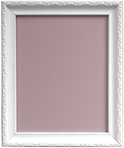 Bilderrahmen, Shabby Chic, mit rosa Rückwand, 91,4 x 61 cm, Weiß