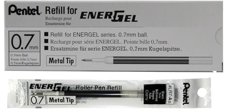 Pentel LR7-AX Nachfüllmine für EnerGel-Stifte, 0,7 mm Kugelspitze, schwarz, 12 Stück
