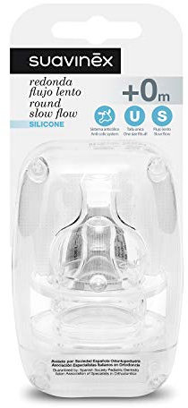 SUAVINEX Tetina Flojo Lento Silicona Redonda, 2 Unidades, blanco (3800150)