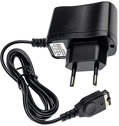 OcioDual Cargador de Corriente Pared Enchufe Europeo Negro Compatible con DS Game Boy Advance SP NDS GBASP Alimentador Red Adaptador 2 Pin Europlug