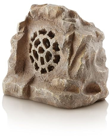 Alpine Corporation Waterproof Bluetooth Solar-Powered Outdoor Wireless Rock Speaker, Brown