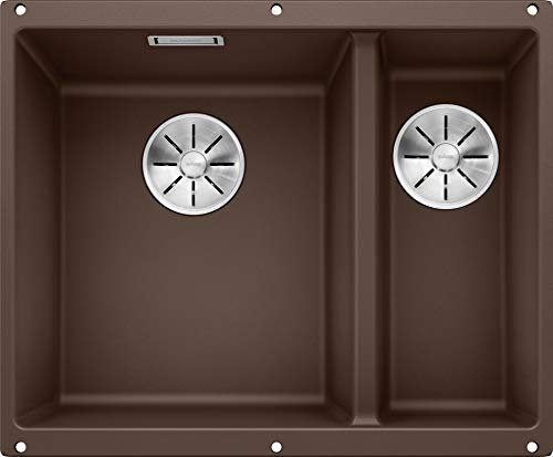 BLANCO SUBLINE 340/160-U – Évier de Cuisine Double Sous Plan pour Meubles Bas de 60 cm de Large – SILGRANIT – Marron – 523557