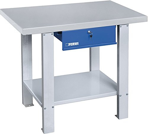 BANCO DA LAVORO IN KIT DI MONTAGGIO CON PIANO IN LAMIERA E CASSETTO CON CHIAVE FERVI B015/10