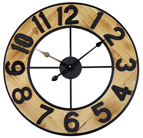 Technoline analoge Quarz - Wanduhr WT1610, rustikal/Retro - Optik, Ø 60 cm XXL Uhr