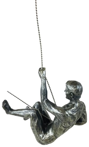 Resin And Metal Hanging Climber Abseiling Man Ornament Sculpture Wall Art Figure with silver finish ~ designs vary great gift idea!