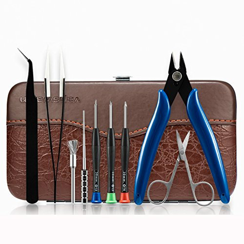 Diy Werkzeug Coil Jig Tool Kit mit Spule-Jig-wickelset, Keramik-Pinzette, Drahtschneider, Spulehraubenzieher für RDA RBA RTA Zerstn Bürste, Schraubenzieher für E Zigarette RDA RBA RTA Zerstäuber 9in1