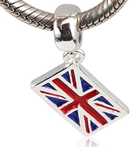 925 Sterling Silver UK Flag Charm Symol of England Pandant Country Charm for Pandora Charm Bracelet