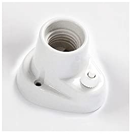 Douille vintage e27 en porcelaine base courbe avec interrupteur 0070 mural ou plafond – blanc