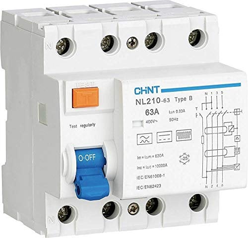 Chint 782000 Fehlerstrom-Schutzschalter allstromsensitiver FI B/10 kA 3polig 63 A 0.03 A