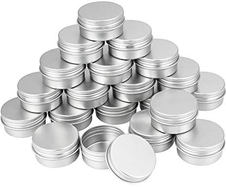 TANCUDER 20pcs Empty Travel Cosmetics Container Jars 20ml Aluminium Tin with Screw Lids Makeup Storage Containers Pots Bottles for Cream, Sample, Powder, Silver