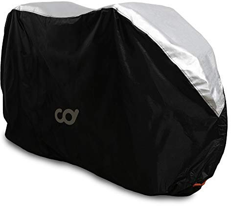 Fahrradabdeckung zur Aufbewahrung von Fahrrädern im Freien – 1-2 Fahrräder – strapazierfähige 600D-Oxford-Oberseite mit 190T-Polyester-Seiten, Elektro- und Rennräder, Staubschutz