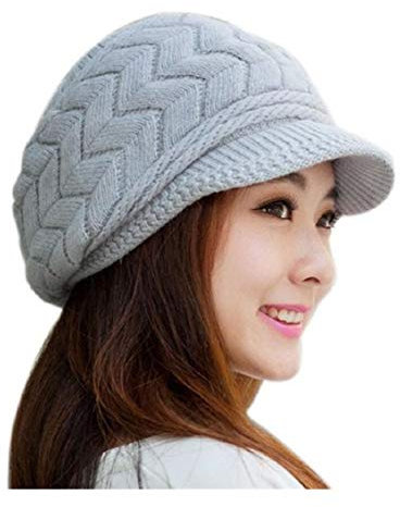 Tuopuda Cappello Donna Invernale Cappello Beanie Cappelli Donna Berretti, cappello con orecchie per Donne, cappello donna inverno con visiera (Grigio)