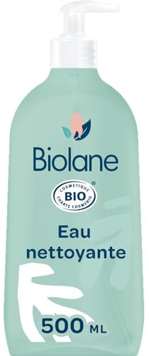 Biolane - Eau nettoyante bébé sans rinçage certifié BIO - ECOCERT - Apaise et protège la peau de bébé - 500 ml - Fabriqué en France
