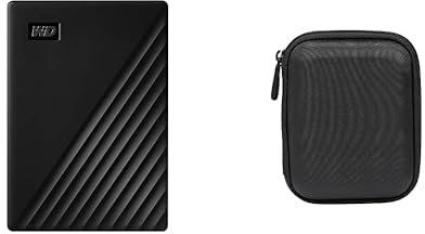 WD - My Passport 1To Noir - Disque Dur Externe Portable avec Sauvegarde Automatique et Protection par Mot de Passe & Amazon Basics Étui pour Disque Dur Portable My Passport Essentiel Noir