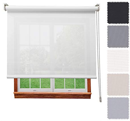 DECORESTOR Estor Screen 5% Premium A TU Medida, Desde 40 a 300 cm de Ancho. Intimidad y Aislamiento térmico. Blanco. Estores enrollables translucidos para Ventanas y Puertas - Medida 194 x 240 cm
