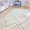 TT Home Wohnzimmer Teppich Modernes Rauten Design Skandi Kurzflor Strapazierfähig, Weiß, Größe:Ø 200 cm Rund