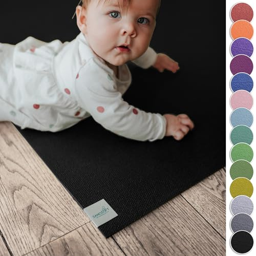 Sanosoft® Krabbelmatte Made in Germany, Öko-Tex Anti-Rutsch Krabbelunterlage 60x120cm schwarz