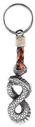 ClaroSchmuck Schlüssel-Anhänger Schlange Schlüsselring aus Metall Stärke 2 mm, Band aus Kunstleder, Gesamtlänge ca. 111 mm