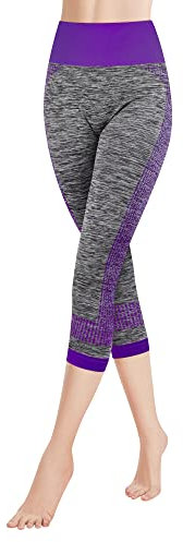 Libella Leggings da Donna 3/4 Pantaloni Sportivi Leggings Sportivi a Vita Alta Multicolore Strech Fitness Pantaloncini da Corsa Pantaloni Capri 4119 Viola S M