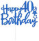 Blue Happy 40th Birthday Glitter Cake Topper - Personalised for Birthday Cake Decoration