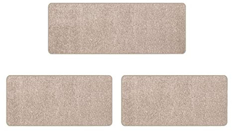 Primaflor Bettumrandung Teppich 3 Teilig - Mumbai - Creme - Set aus 2 Stück 67x140 cm und 1 Stück 67x180 cm - Bettvorleger für Schlafzimmer - Kurzflor Teppich-Läufer