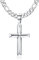 MILACOLATO Kreuz Halskette Damen Herren, 925 Sterling Silber Abgeschrägten Anhänger Kreuz Ketten Pendant Mit Edelstahl Diamant Schnitt Zarte Hochglanz Polierte Figaro Chain Necklace Men Women 51-66cm