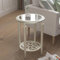 COSIEST Mesa auxiliar redonda, mesa auxiliar de cristal con marco de madera, mesita de noche color dorado champán con estilo moderno para sala de estar, balcón, dormitorio