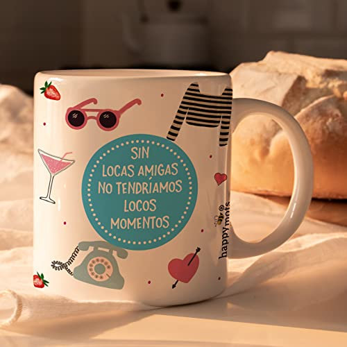 HappyMots Tazas Originales Para Regalar Hechas en Cerámica Calidad | Tazas Desayuno | Apta Para el Microondas y el Lavavajillas | Tazas divertidas | Regalo amigas | Regalo Día de la Mujer