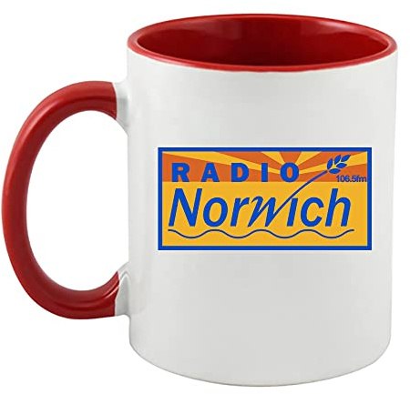 Alan Partridge Radio Norwich Mug 106.5 FM Inside Coloured and Handle 11 oz (Red)