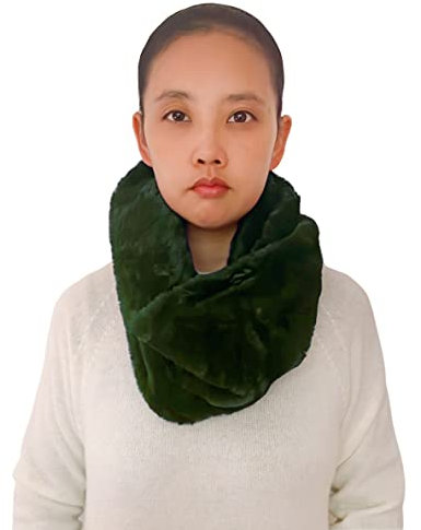 Lina & Lily Winter Loop Schal Snood Damen aus Kunstpelz (Armeegrün)