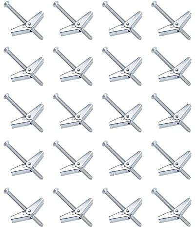 LONGHAO 20 Pcs,Tasselli Ad Ancora,Tasselli A Molla,Tasselli Per Cartongesso,Gancio Soffitto Piante,Vite A Levetta E Dado Ad Ala,M4 Viti Di Espansione,Per L'Installazione A Soffitto,Montaggio A Parete