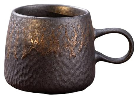 thumbgeek Tasse à café rétro en céramique de style japonais pour la maison et le bureau (doré-G)